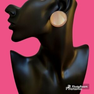 Vtg 80s Acrylic Irridescent Lavendar Circle Moonglow Post Earrings